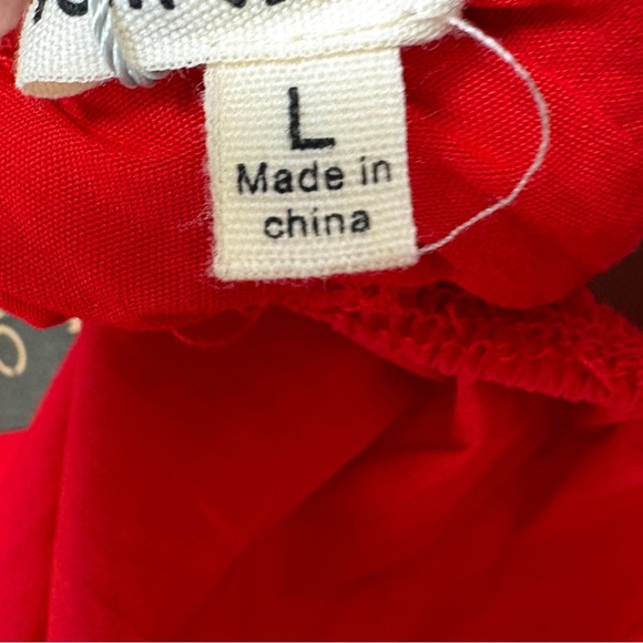 New Main Strip Red Bubble Hem Mini Dress L Bow Cut-out Back Coquette Y2K Fairy - Picture 12 of 13